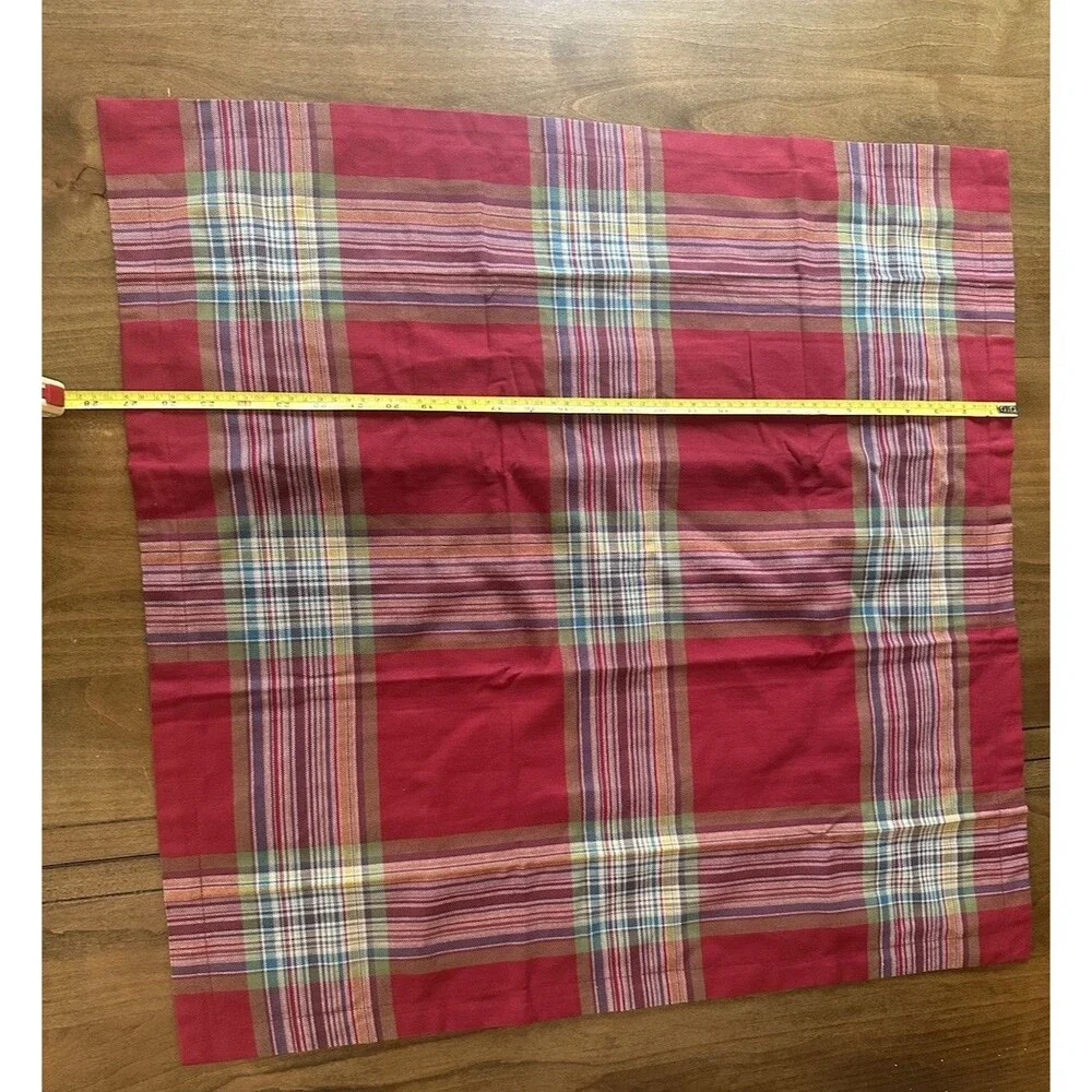 Pottery Barn Euro Plaid Pillow Cover Red Green Multi Color 26x26 100% Cotton